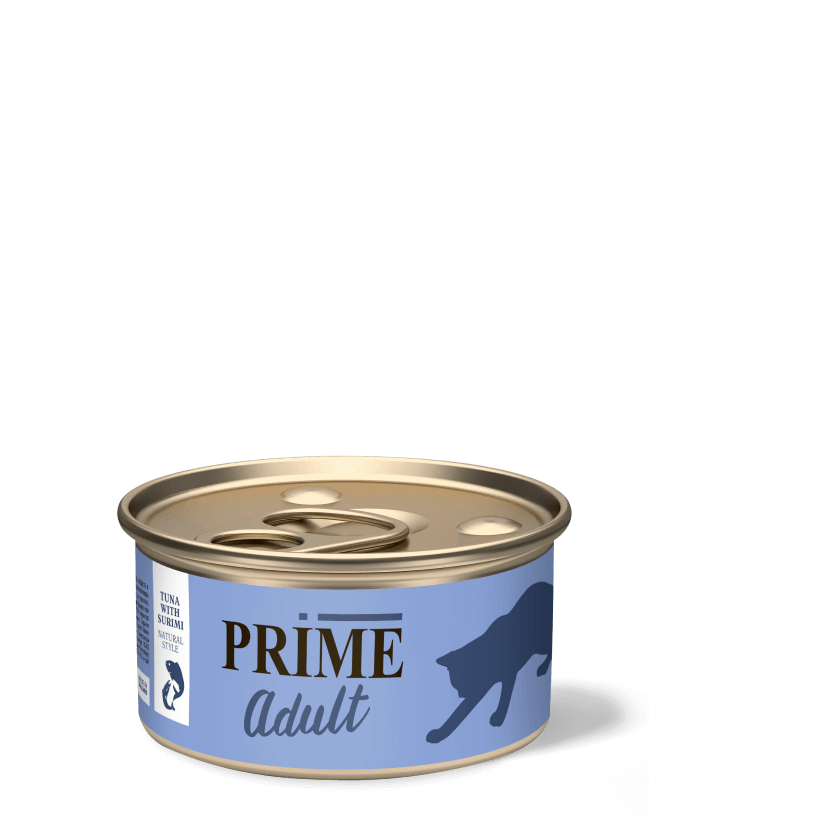Консервы для взрослых кошек тунец с сурими Prime Adult