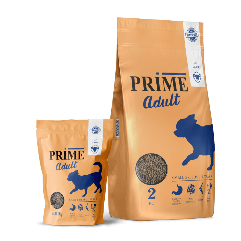 Полнорационный сухой корм для взрослых собак мелких пород с ягненком Prime Adult