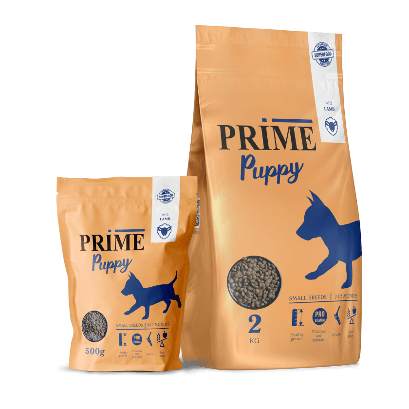 Полнорационный сухой корм для щенков мелких пород с ягненком  Prime Puppy